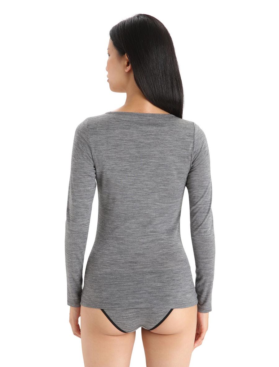 Icebreaker Merino Siren Long Sleeve Sweetheart Top Naisten Alusvaatteet Harmaat | FI 1690HAPK